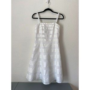 White House Black Market women's 6 white fit and flare striped knee length dress